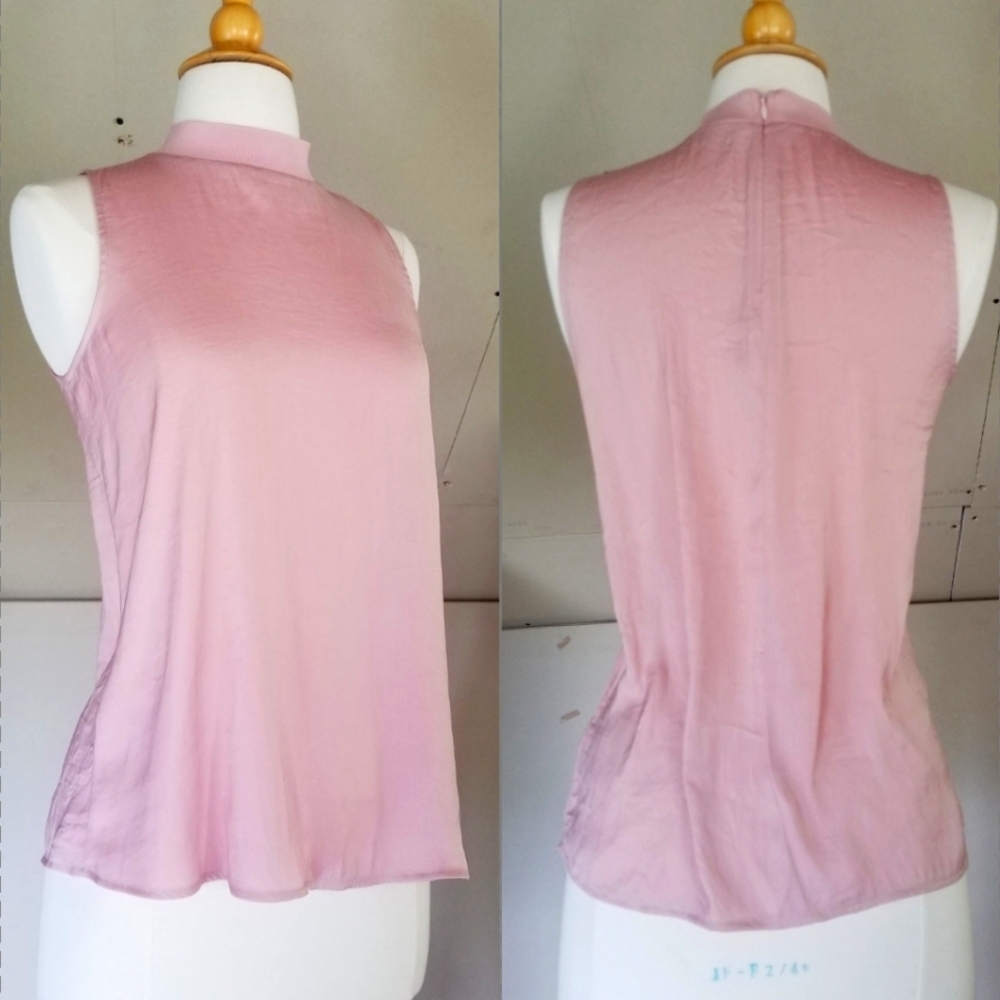Light Pink Mauve Sleeveless Mock Neck Blouse A New Day Womens XS